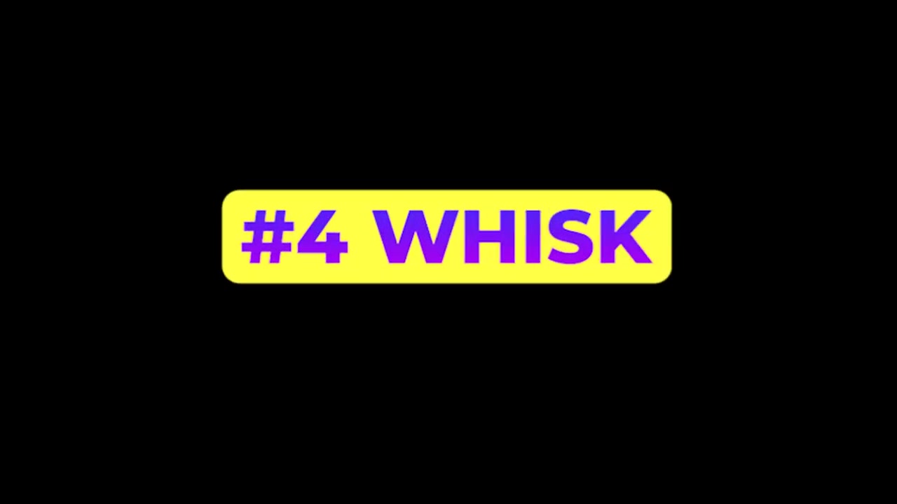 Whisk title card on black background with yellow-on-purple branding