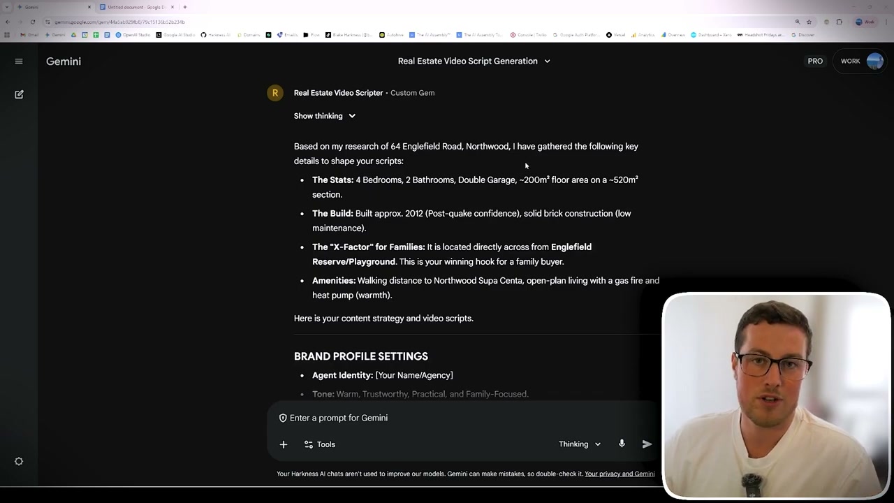 Gemini interface displaying property description and script formatting rules