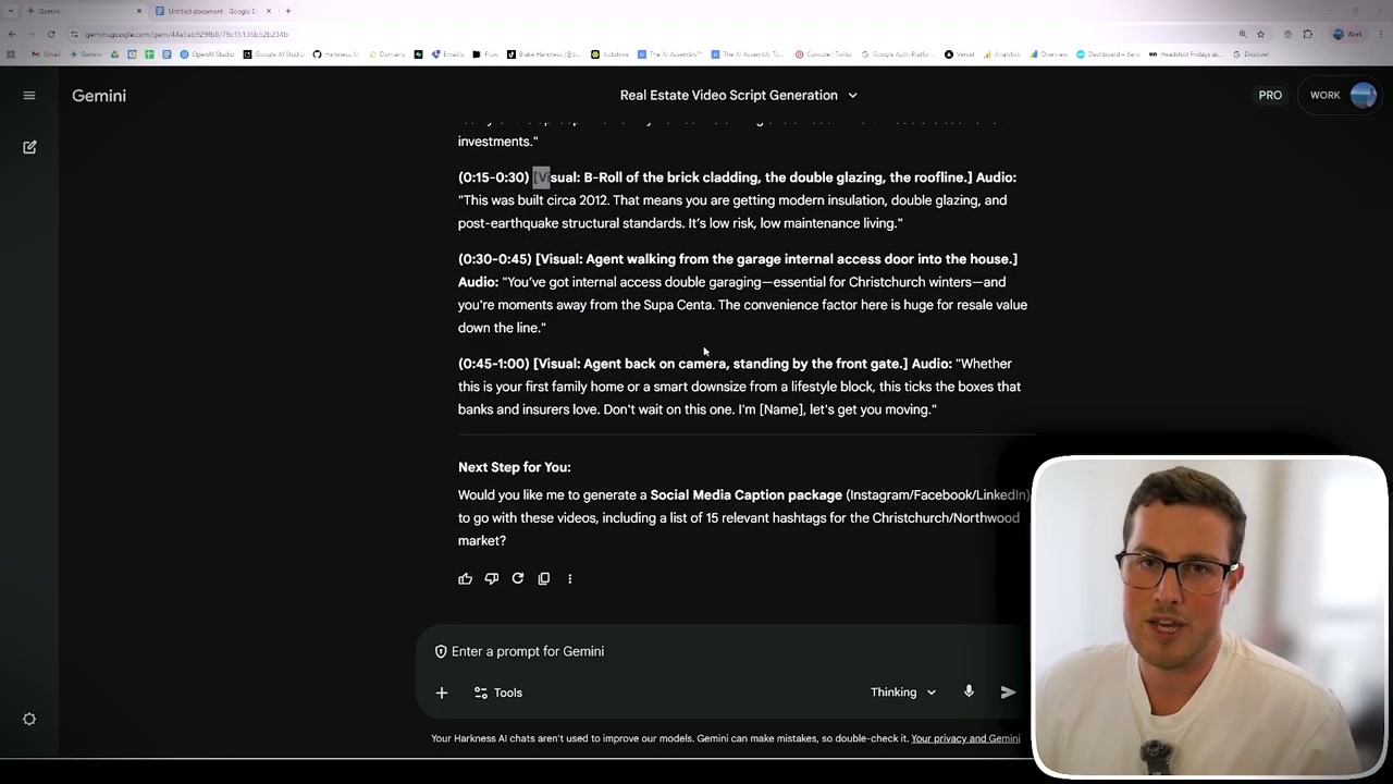 Gemini showing script investment section with property description details