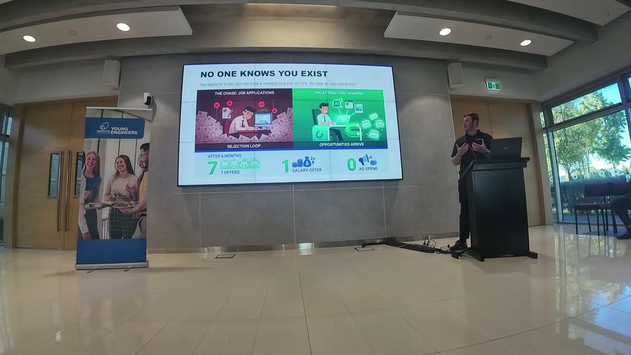 Slide showing 'No One Knows You Exist' with statistics breakdown