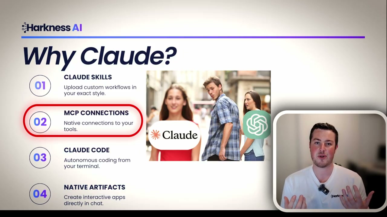Slide highlighting MCP Connections feature with red border emphasising native tool integrations