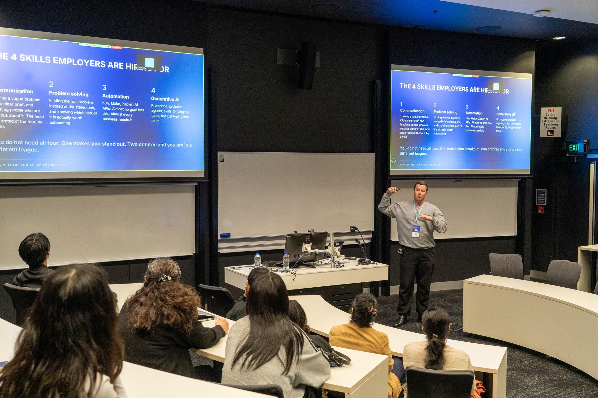 Blake Harkness speaking at NZ IT & AI Job Forum 2026